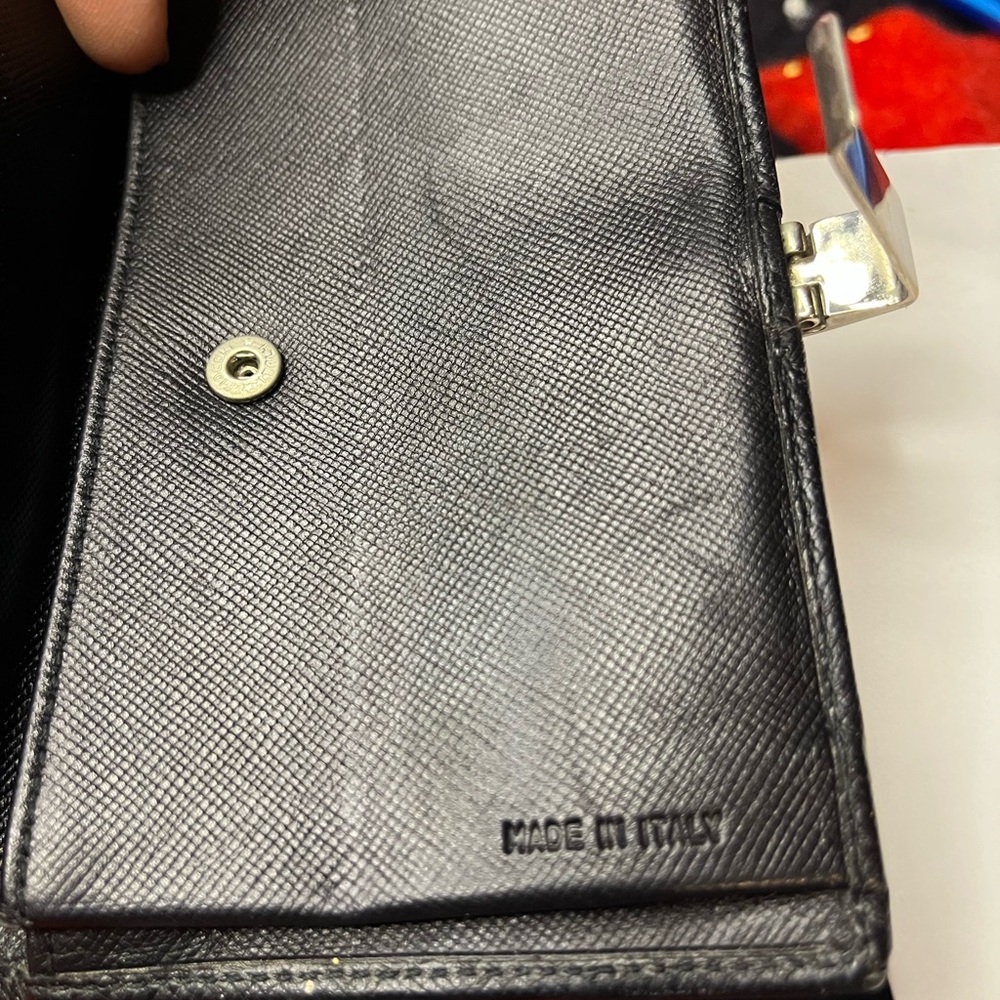 Prada EUC Vintage PTA Foglio in Pelle Saffiano Leather Bifold Black Wallet - Picture 10 of 15